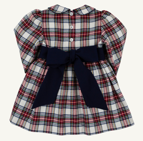 Long Sleeve Cindy Lou Sash Dress - Paris Pike Plaid / Nantucket Navy