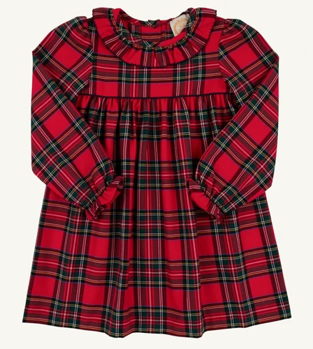 Long Sleeve Ramona Ruffle Dress - Society Prep Plaid / Worth Avenue White