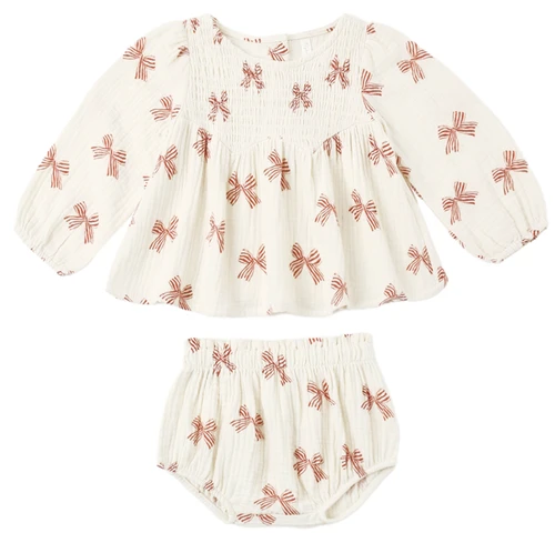Sophie Top + Bloomer Set - Peppermint Bows