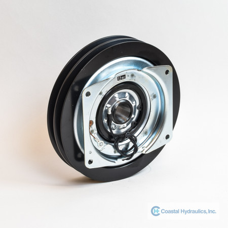 Ogura MA-7A-C Electric Clutch, 95 lb. ft., 12 Volt, Taper Bore, Dbl 1/2 Inch Belt, 7 Inch Pully, image front view