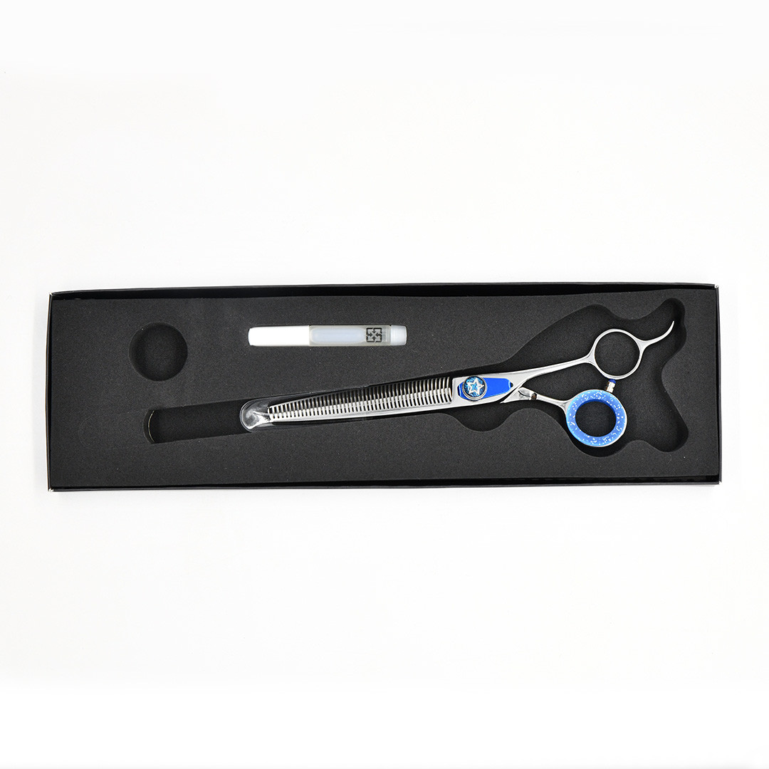 Monk Blue 46 Tooth Thinning Shear, 7.5 inch | Groomer's Choice