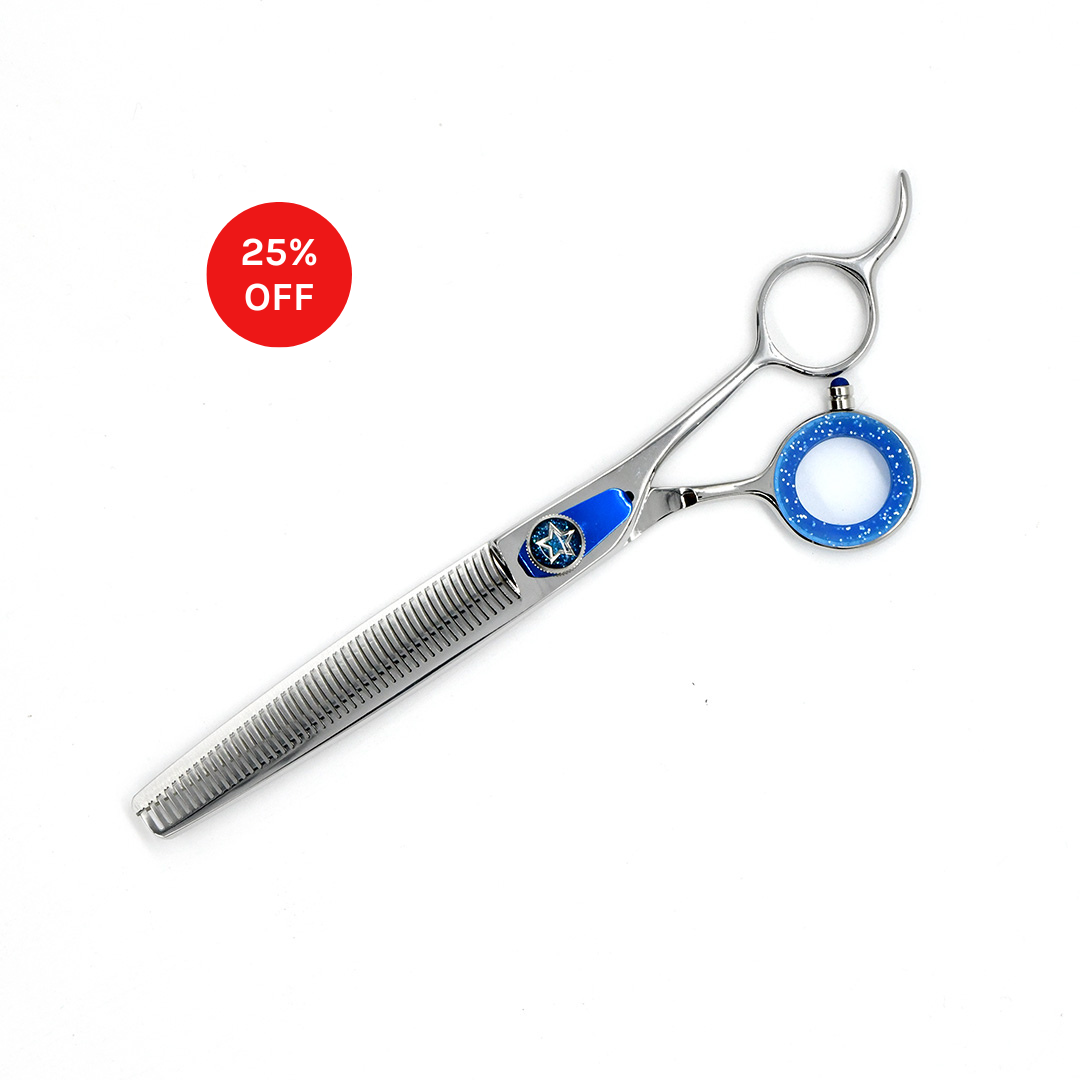 Monk Blue 46 Tooth Thinning Shear, 7.5 inch | Groomer's Choice