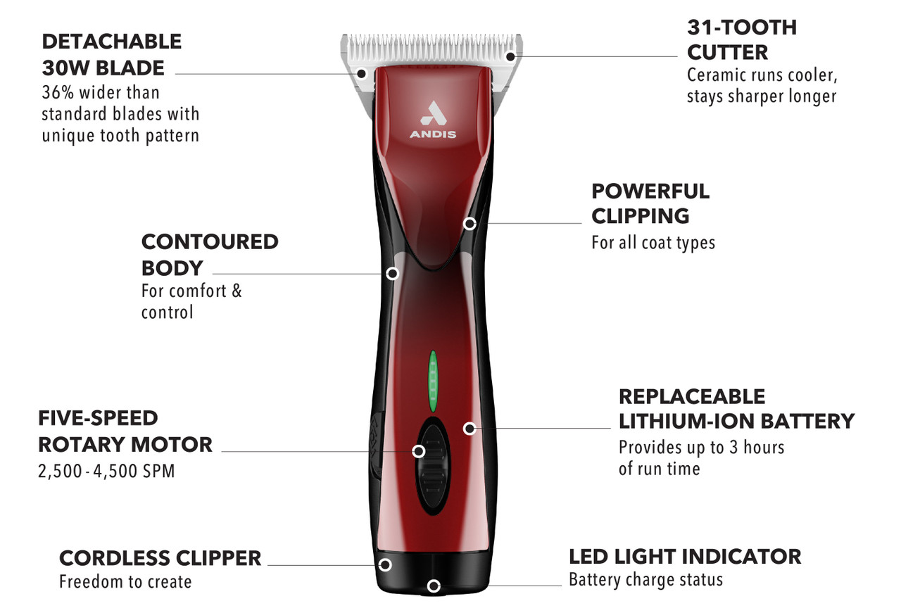 Andis Red Pulse ZRII Clipper w/ 30W Blade | Groomer's Choice