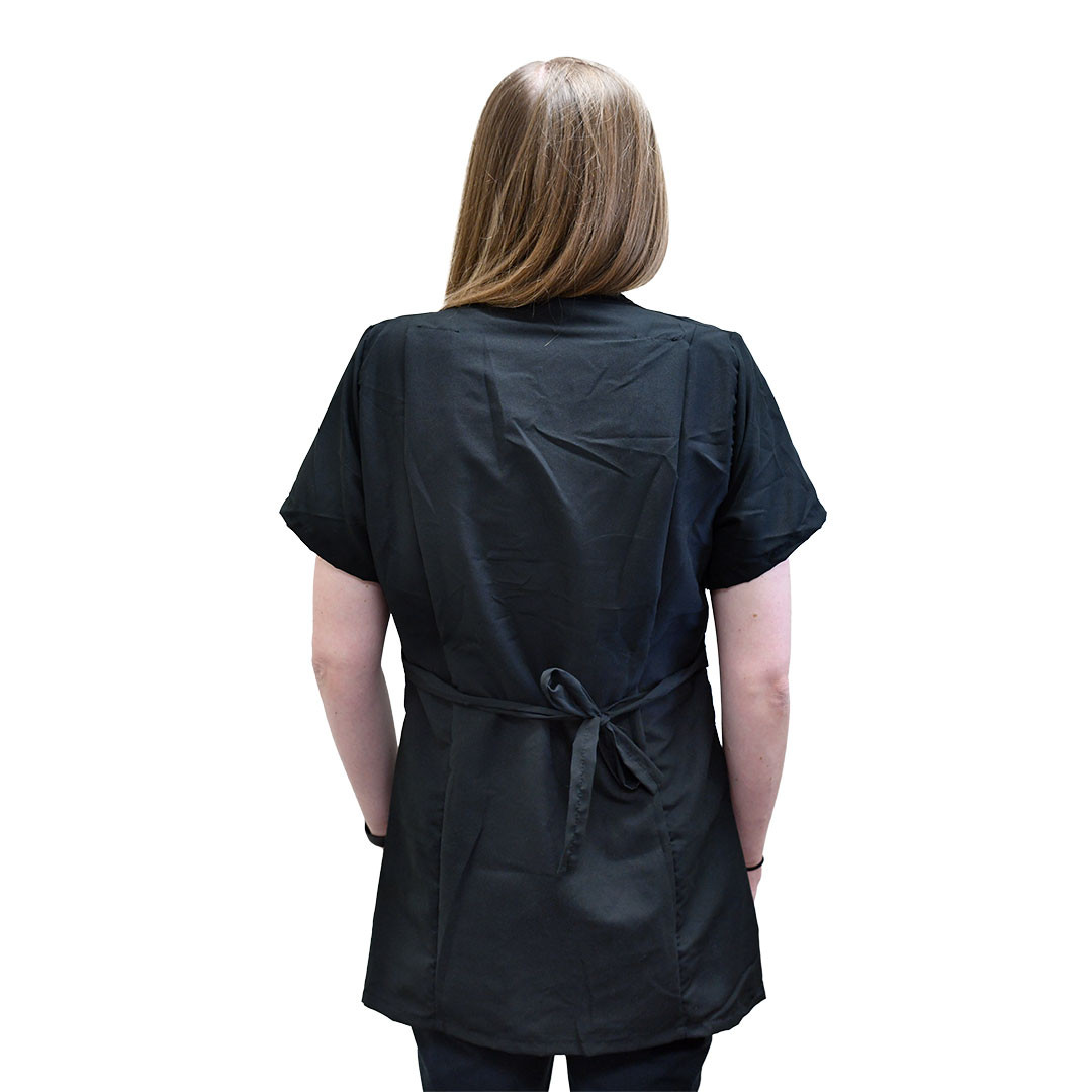 EZCare Half-Zip Tieback Smock Black | Groomer's Choice