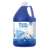 Front view of a gallon jug of Fresh 'n Clean Snowy-Coat Whitening Shampoo on a white background