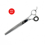 Closed view of Monk Black 8.25" 21-Tooth Blending Shear with 25% off sale badge
