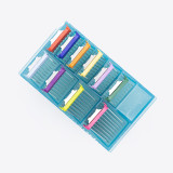 Oster Stainless Steel Snap On Comb Set, combs in case, no lid, bird's eye view