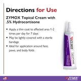 Zymox Topical Cream, 0.5% Hydrocortisone, 1 oz - Directions for Use Infographic