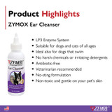 Zymox Ear Cleanser, 4 oz - Product Highlights Graphic