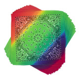 Rainbow Paisley Bandana, 22 inch, 12 Pack