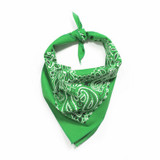 Kelly Green Paisley Bandana, 22 inch, 12 Pack