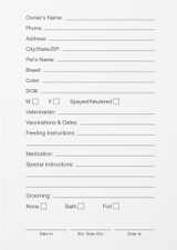 Vertical Kennel Cards 3x5 100pk Front