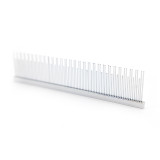 SureGrip Deshedding/Carding Comb, resting on spine, close up on teeth