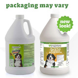 Espree Flea & Tick Shampoo for Dogs and Cats one-gallon jugs shown side by side with old and new packaging designs, labeled “packaging may vary” and “new look”