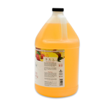 Side view of Seasonal Scents Mango Pineapple Shampoo gallon jug, showcasing product label with description, directions and ingredients