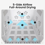 Graphic showing interior of Jirpet F1 Pet Dryer Cabin with 5-side airflow system for full-around drying