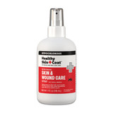Healthy Skin+Coat Skin & Wound Care Antimicrobial spray bottle on a gray background.