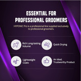 Graphic highlighting the HYPONIC PRO line as ‘Essential for Professional Groomers,’ featuring benefits including rich long-lasting volume, quick drying, lightweight coats and a trustworthy professional formula