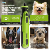 Graphic highlighting quiet power for stress-free grooming