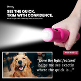 Graphic highlighting built-in LED light that helps users see the quick with confidence