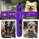 Graphic highlighting quiet power for stress-free grooming