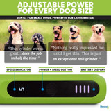 Graphic highlighting adjustable power of the Diamondg Micro Nail Grinder to accommodate dogs of every size