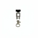 Stainless steel grooming arm slider and detachable swivel toggle snap shown separately for professional grooming table systems.