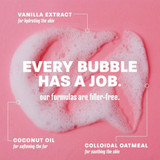 Tropiclean Vanilla Bean D-Mat Hydrate & Shine Conditioner ingredients highlighting vanilla extract for hydration, coconut oil for softening fur and colloidal oatmeal for soothing skin.