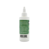 Back view of Bark2Basics Dog Ear Cleaner 4 oz bottle, showcasing product label with ingredients and description