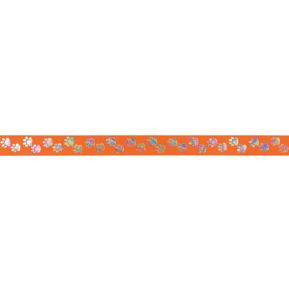 Confetti Paws on Orange Ribbon