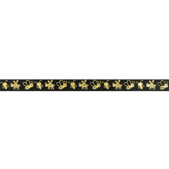 Gold Bees on Black Ribbon