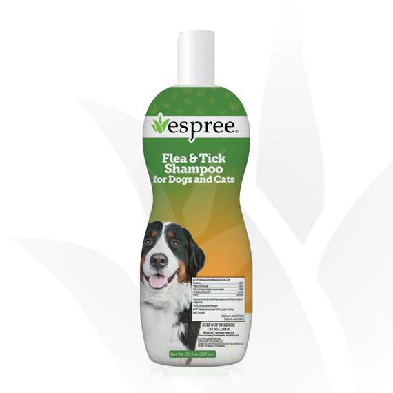 Front view of 20 oz bottle of Espree Flea & Tick Shampoo for Dogs and Cats