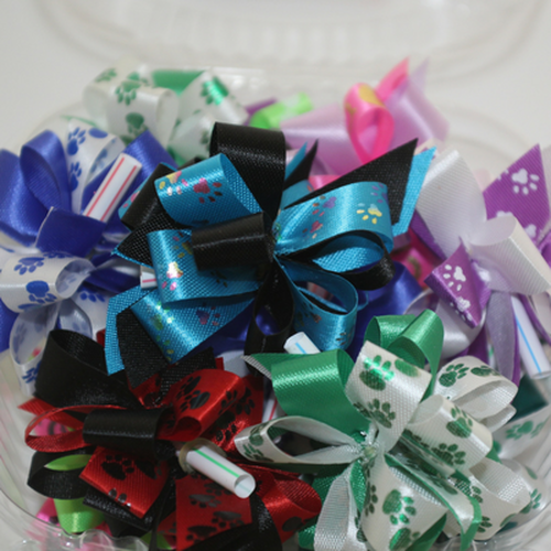 Primo Printed Paw Prints Bows, 24 Count