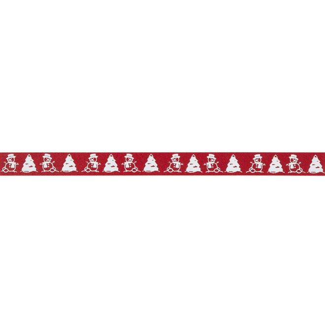 Snowman White on Red Ribbon