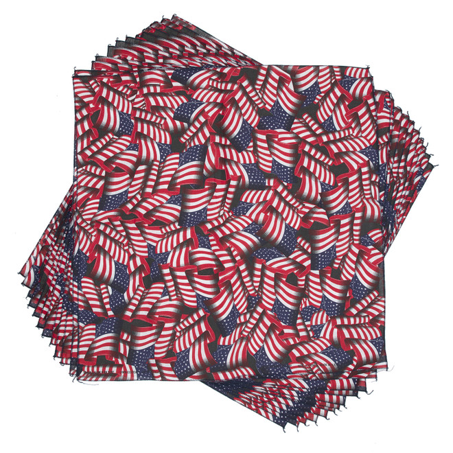 Tossed American Flag Dog Bandana, 22 inch, 12 Pack