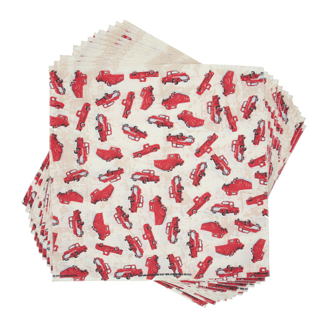 Red Trucks Dog Bandana, 22 inch, 12 Pack