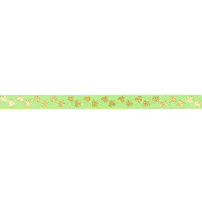 Gold Shamrock on Hot Lime Ribbon