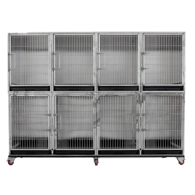 Front view of DuraDog 8-Cage Bank