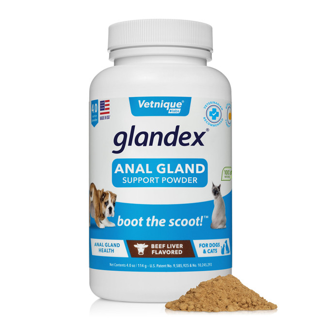 Glandex 4.0 oz Beef Liver Anal Gland Digestive Powder Supplement For Dogs and Cats