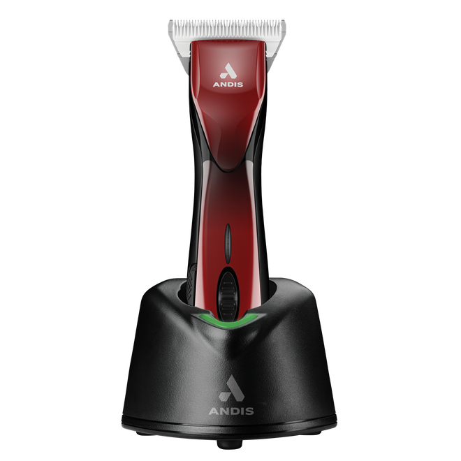 Andis Red Pulse ZR II w/ #30W Blade on charging stand