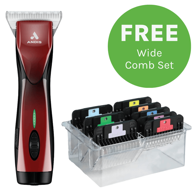 Andis Red Pulse ZR II Clipper with #30W Blade and free Andis Wide Comb Set.