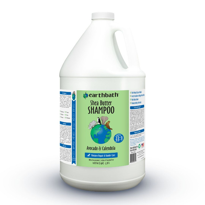 Front view of a gallon jug of earthbath® Shea Butter Shampoo