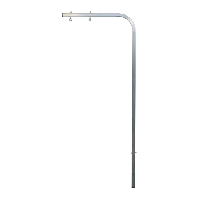 Heavy-duty stainless steel bent grooming arm with dual eyebolts for attaching grooming loops and restraints.