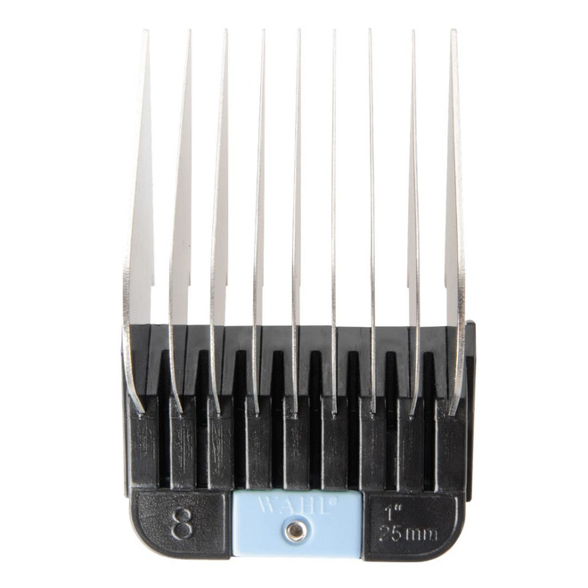 Aerial view of Wahl Stainless Steel Attachment Guide Comb #8, 1"