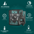 Tile featuring the BatherBox® Bathing System with trust symbols and benefits: pet-approved therapeutic effects, 50% time-saving, 30% more efficient than hand washing, safe (no electricity needed) and full temperature control