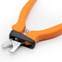 Millers Forge Medium Nail Clipper with Orange Handles, open, close up on open clipper