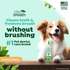 Tropiclean Fresh Breath tile saying "cleans teeth & freshens breath without brushing" with a dog with a Fresh Breath bottle