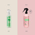 Side by side comparison of Artero Mix Conditioner Spray bottles showing old 8.4 oz green packaging and new 10.1 oz pink packaging with updated spray nozzle and label design