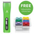 Andis ProClip 5-in-1 Cordless Clipper, Green, with a free Andis Adjustable Blade Stainless Steel Combs 8-Piece Set shown beside it