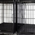 Close-up of divider and pans inserted in DuraDog Economy 6-Cage Bank STD